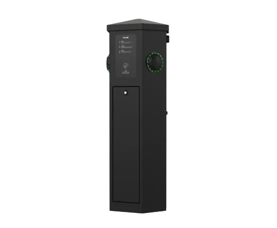 Rolec Hex smart twin 7.4kW EV charging pedestal in black