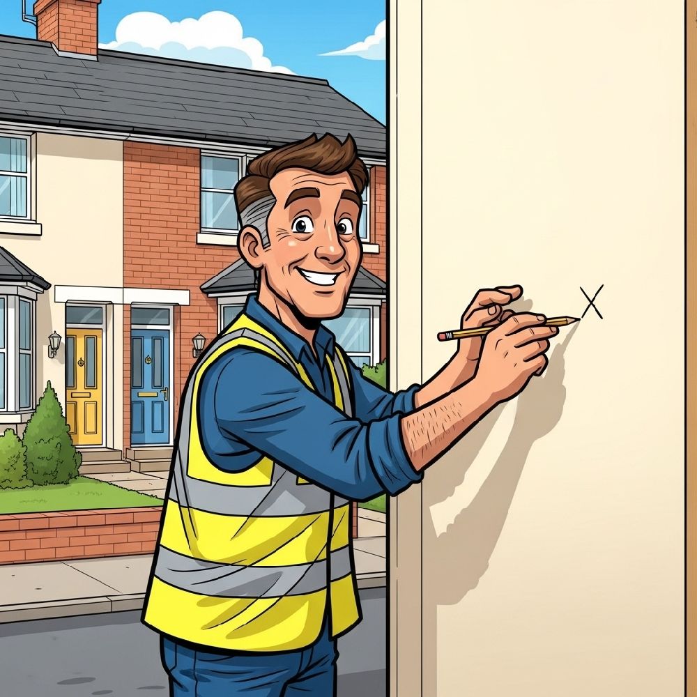 Installer marking the location for a home EV charger installation