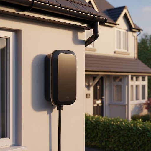 Modern home with an EV charger installed outside